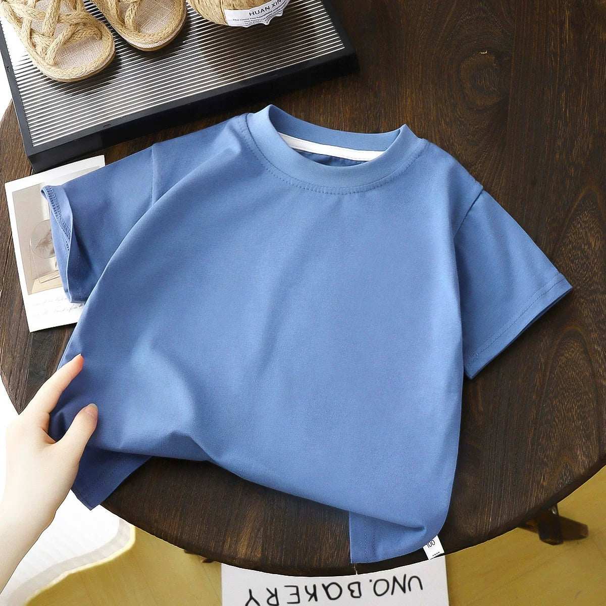 Children Cotton Short Sleeve White Red Black T-Shirt for Girls & Boys.