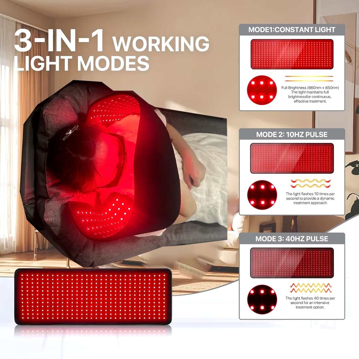 Red&Infrared Therapy Belt Body Wearable Wrap Large Heating Pad LED Beauty Devices for Face and Body Shoulder Joint Muscle