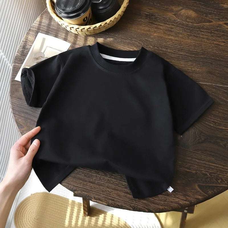 Children Cotton Short Sleeve White Red Black T-Shirt for Girls & Boys.