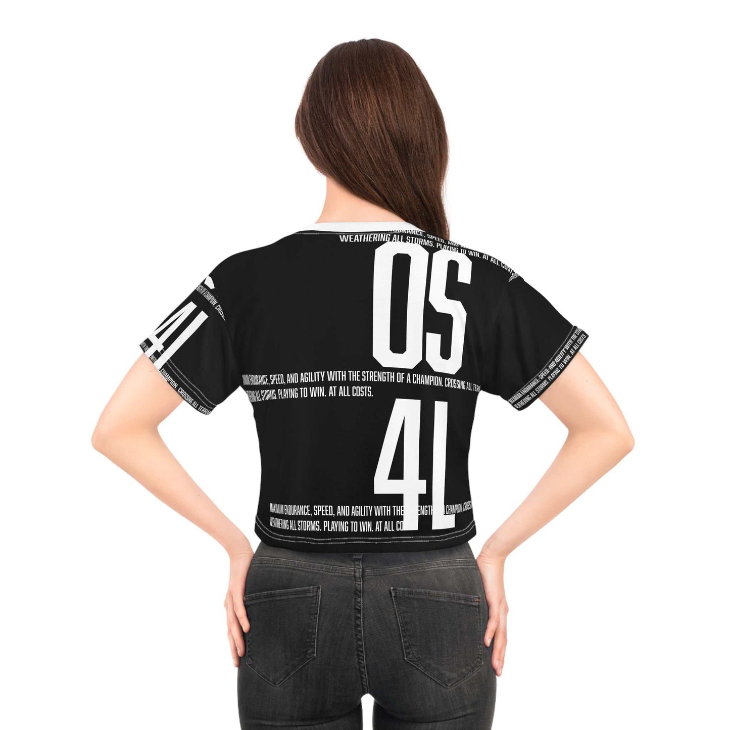 Bold Black Graphic Crop Tee - Oversized Streetwear Top for Men & Women