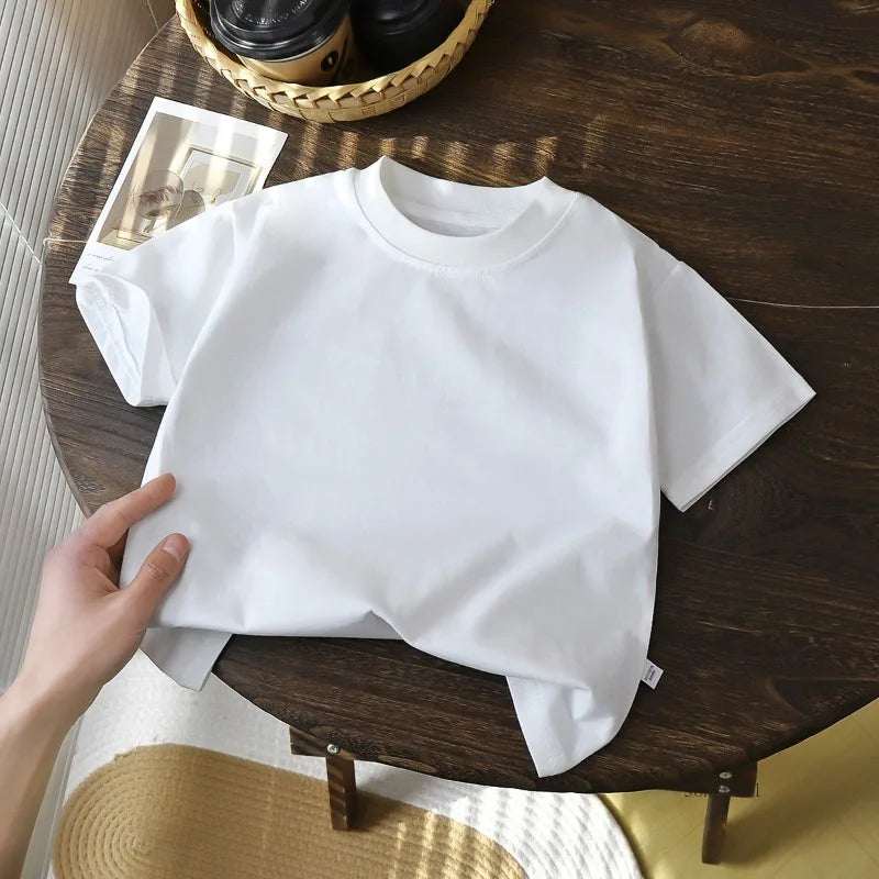 Children Cotton Short Sleeve White Red Black T-Shirt for Girls & Boys.