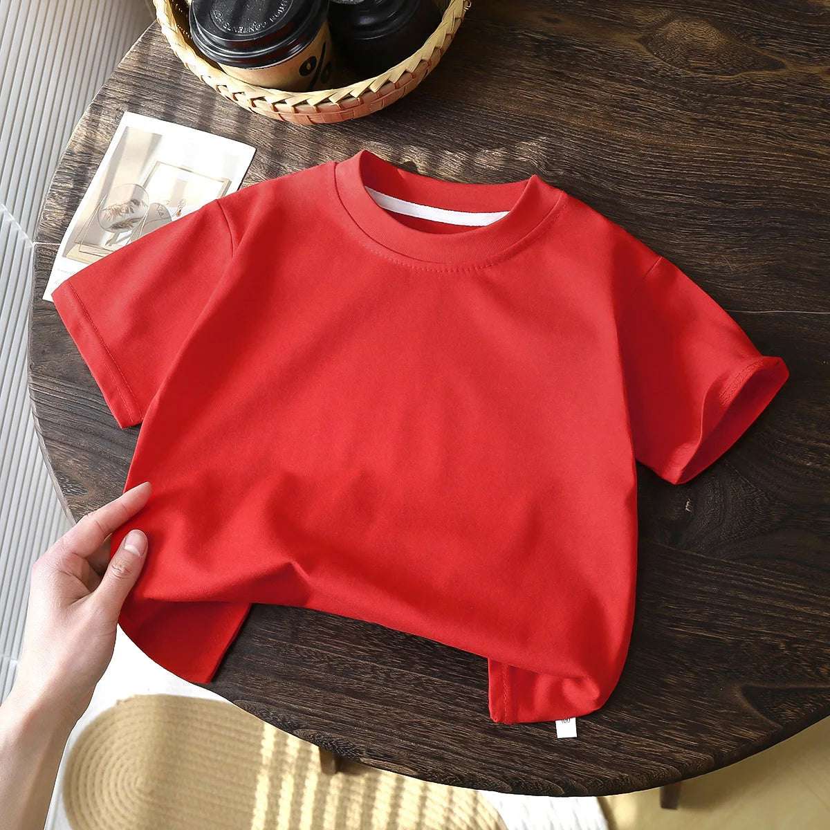 Children Cotton Short Sleeve White Red Black T-Shirt for Girls & Boys.