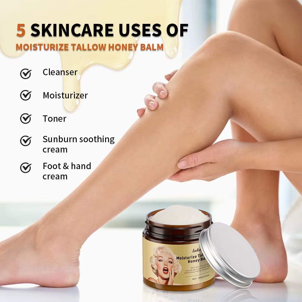 100G/3.5 0Z. Moisturize Tallow Honey Balm Whipped Beef Tallow and Manuka Honey Balm Moisturizer Body Lotion Skin Care&Lip Balm