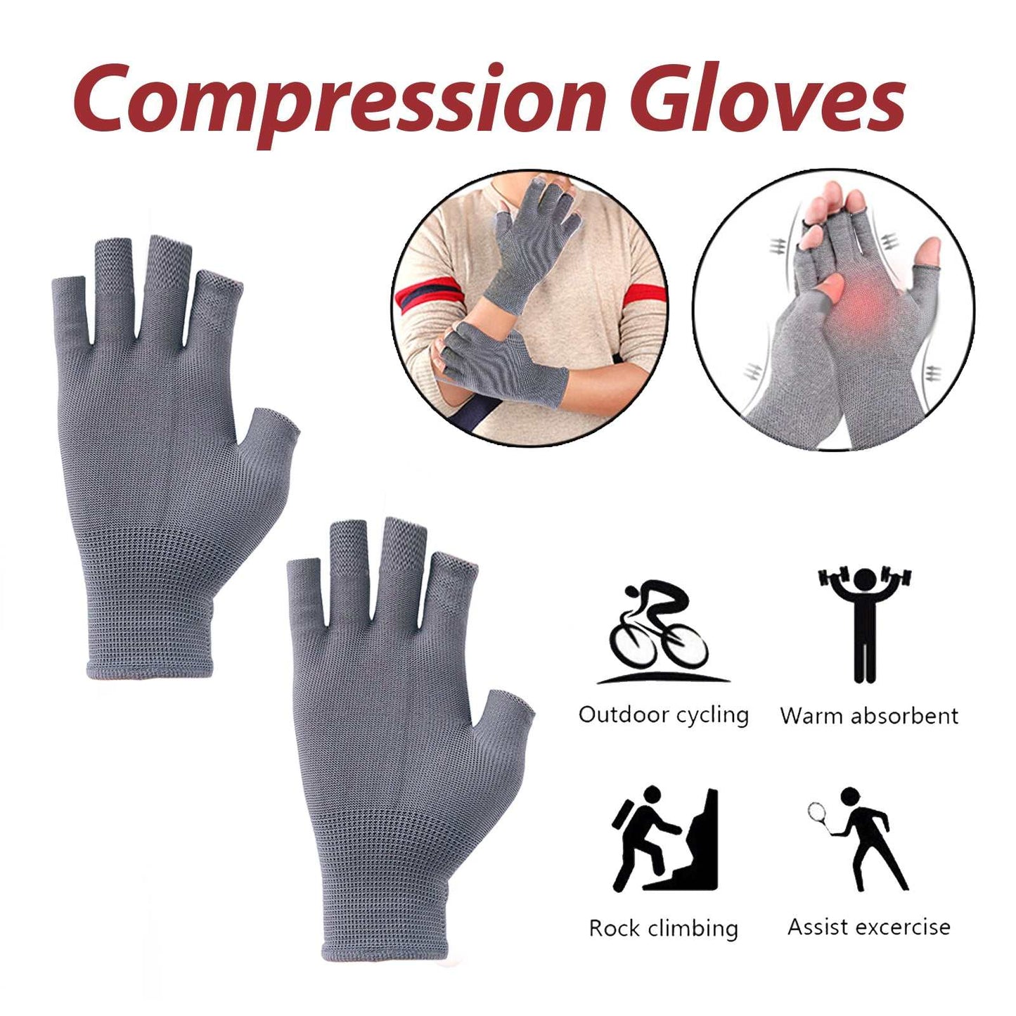 Houkea Joint Compression Gloves Wrist Gloves for Stiff Hands, Wrists, Thumbs, Sore Joints and Swollen Wrists