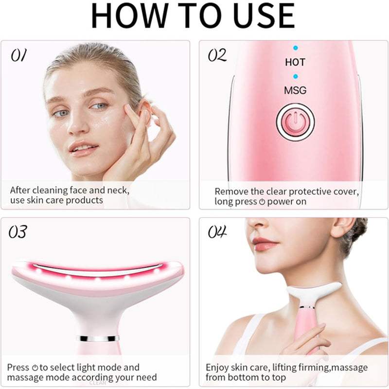 Facial and Neck Massager, Pink Neck Beauty Device