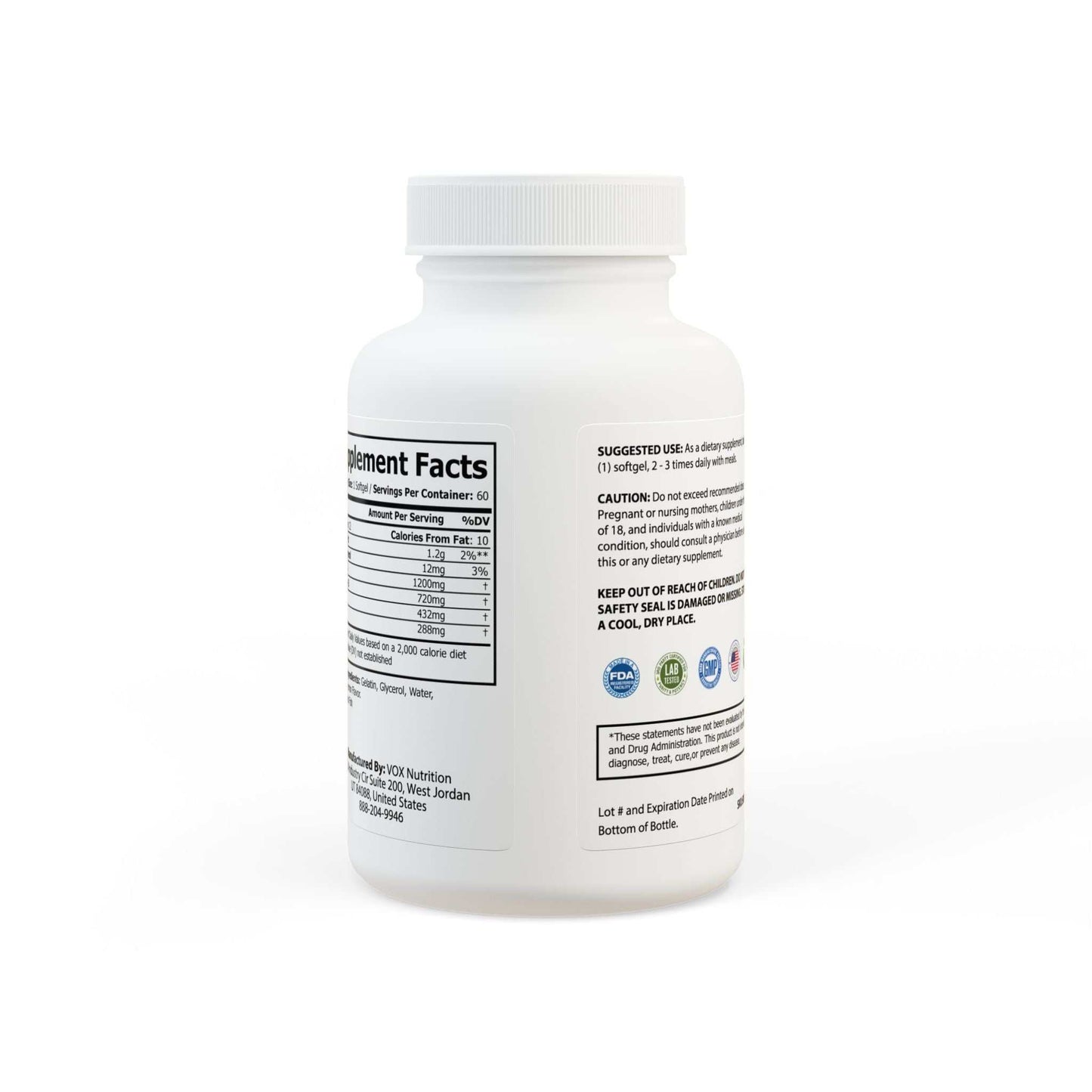 Omega 3 Fish Oil Supplement (60 Softgels) for Heart & Brain Support...