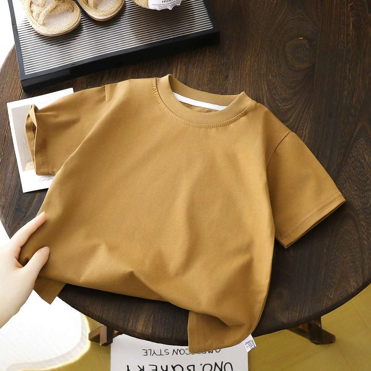Children Cotton Short Sleeve White Red Black T-Shirt for Girls & Boys.
