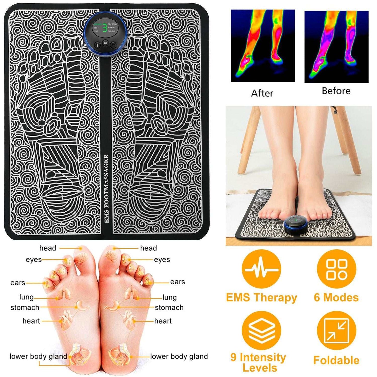 Foot Massage Pad Electric Stimulator Massager for Foot Pain Relief....