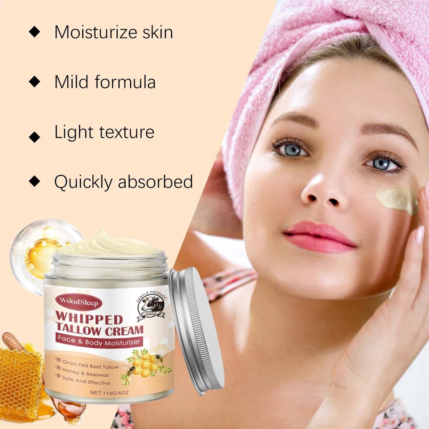 114G Beef Tallow Nourish Face Cream Moisturizing Refreshing Facial Skin Soothing Hydrate Improve Rough Dry Skin Cream