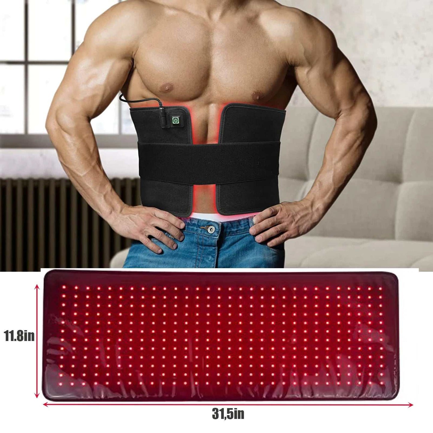 Red&Infrared Therapy Belt Body Wearable Wrap Large Heating Pad LED Beauty Devices for Face and Body Shoulder Joint Muscle