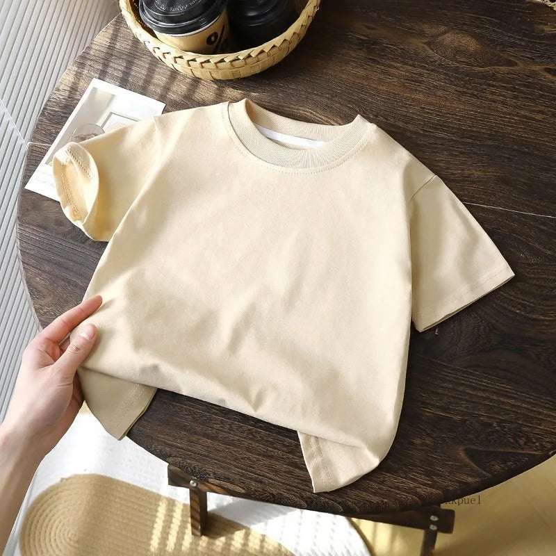 Children Cotton Short Sleeve White Red Black T-Shirt for Girls & Boys.