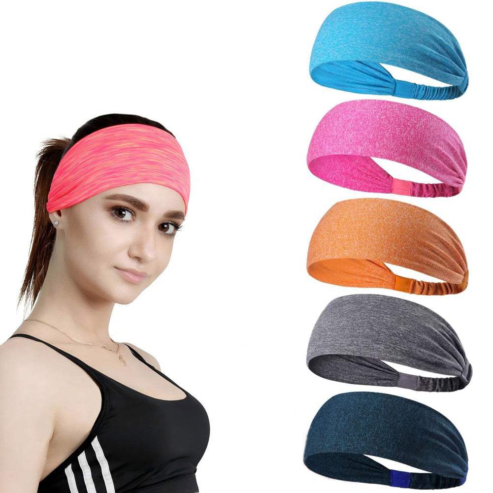 5-Pack- Unisex Sports Fitness Headband and Sweatband