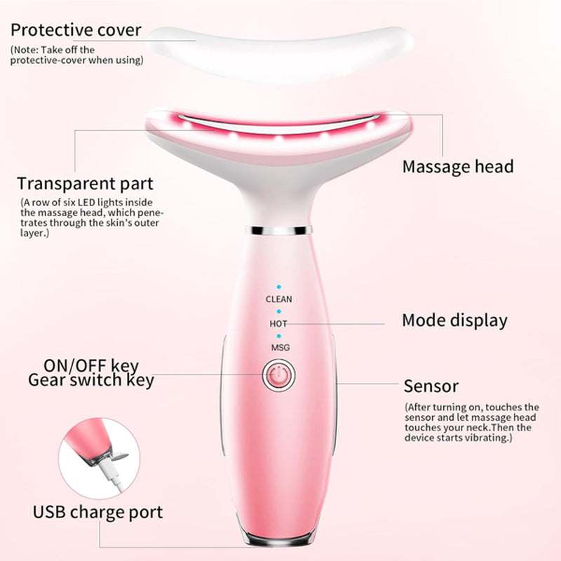 Facial and Neck Massager, Pink Neck Beauty Device