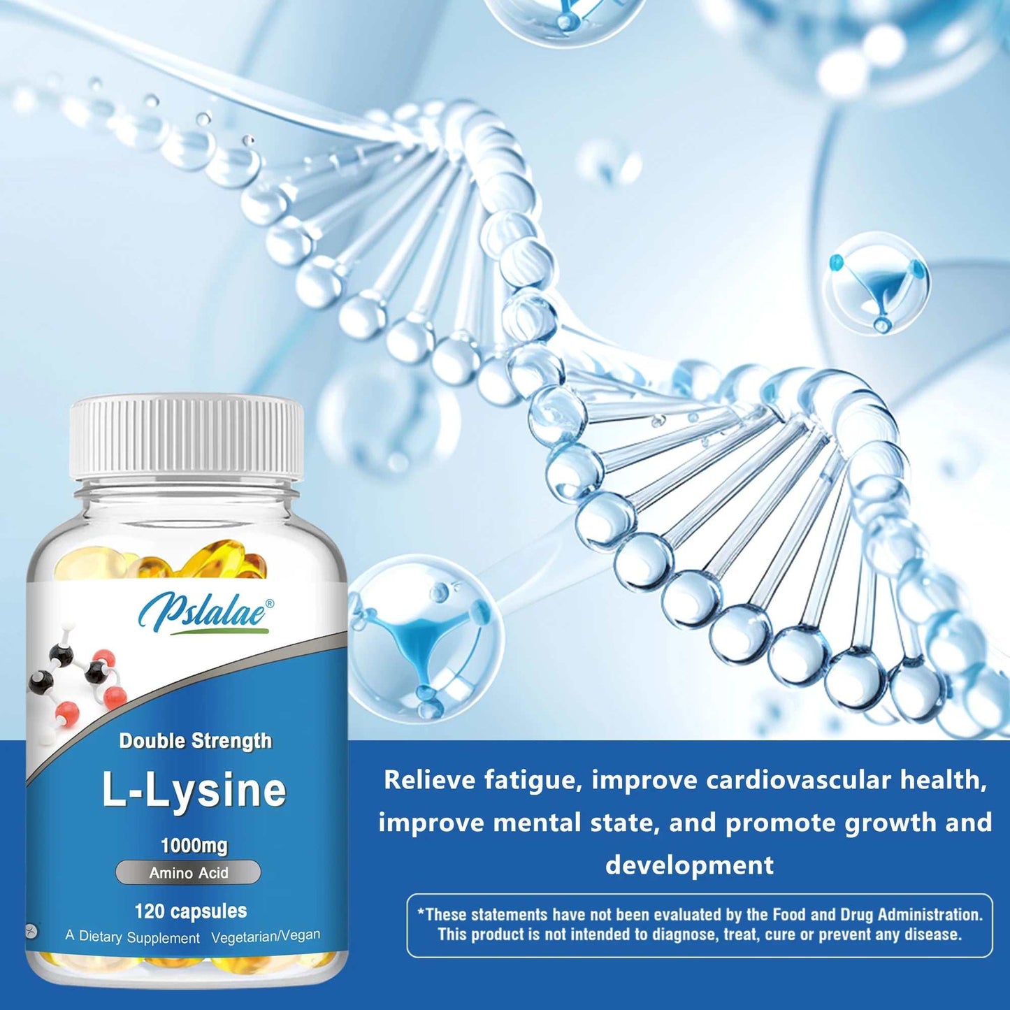 L-Lysine 1000 Mg - Essential Amino Acid, Healthy Immune Function, Supports Collagen Synthesis - 120 Capsules
