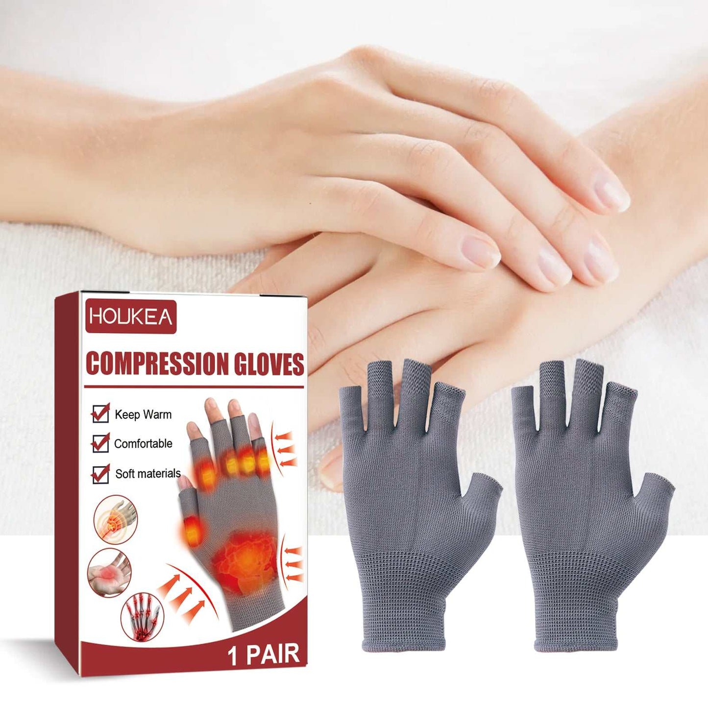 Houkea Joint Compression Gloves Wrist Gloves for Stiff Hands, Wrists, Thumbs, Sore Joints and Swollen Wrists