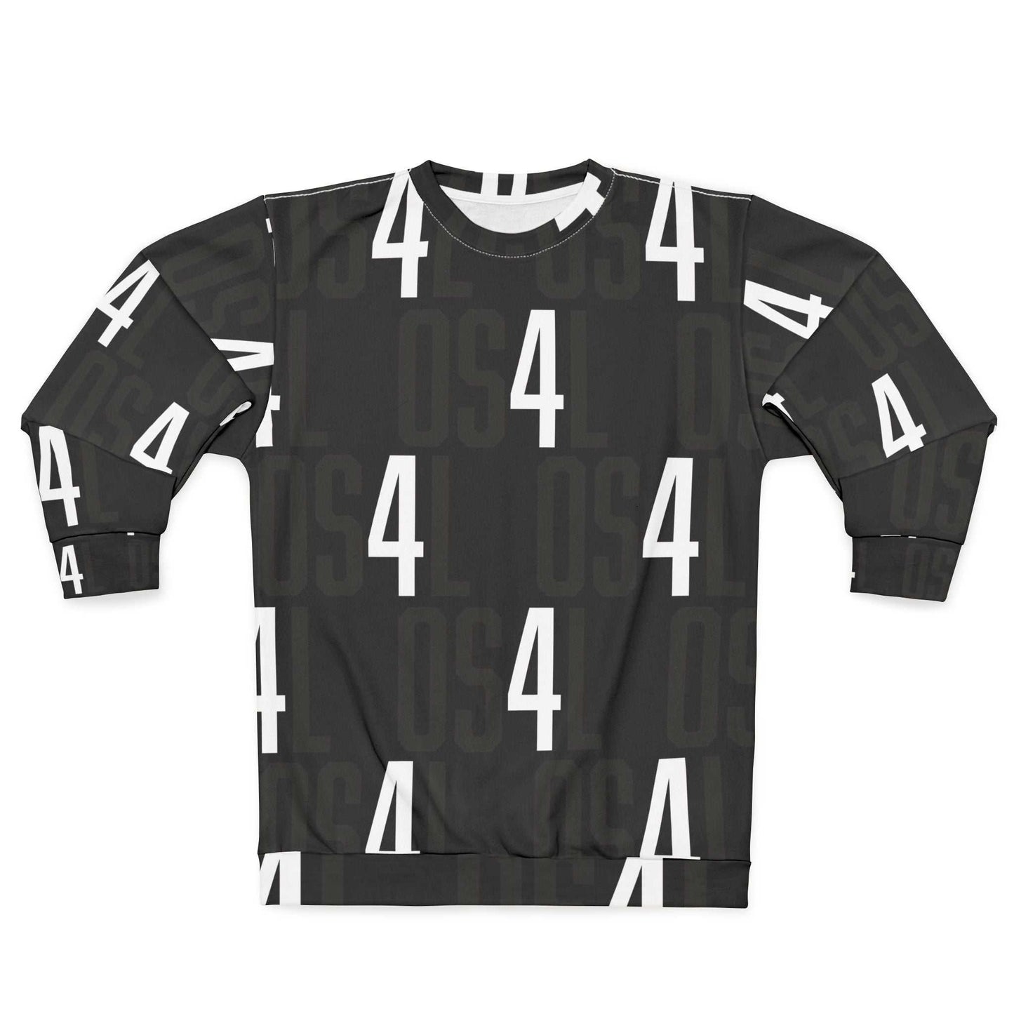 All 4's Pattern Sweatshirt — Bold Numeric Crewneck for Modern Style...