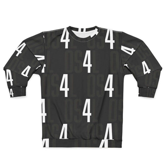 All 4's Pattern Sweatshirt — Bold Numeric Crewneck for Modern Style...