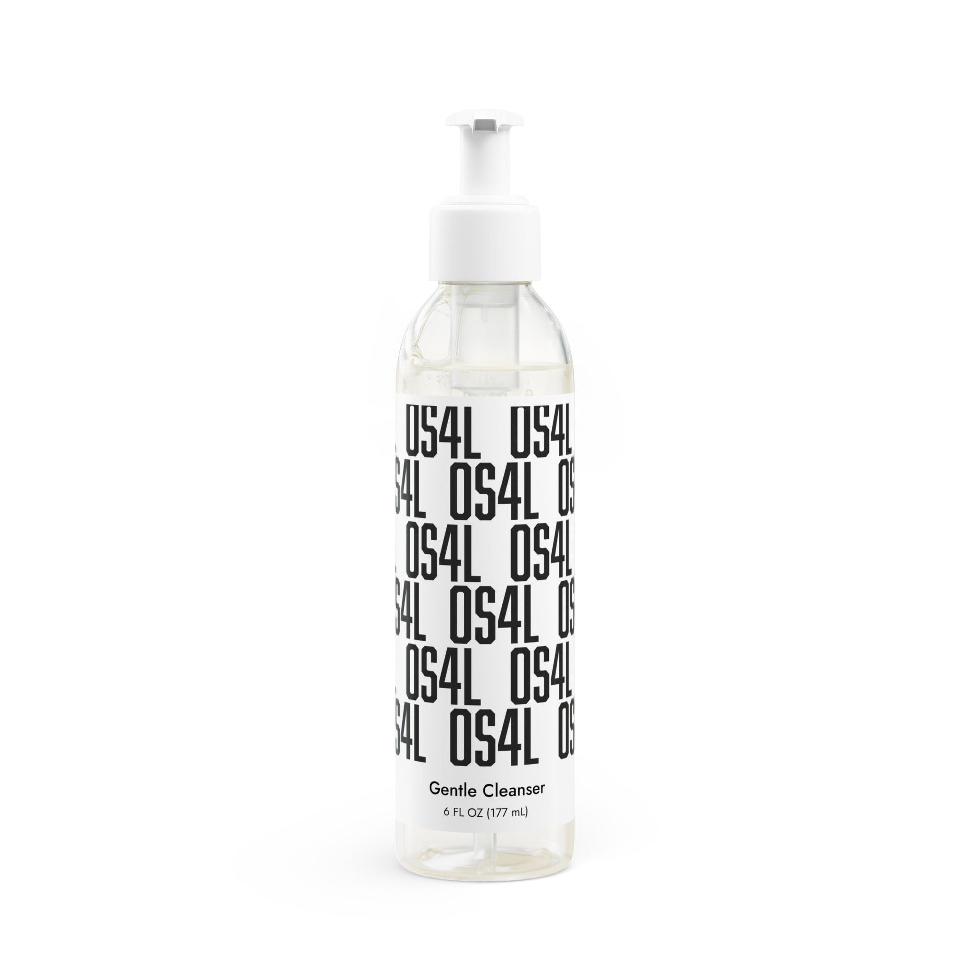 Gentle Face and Body Cleanser in clear 6oz pump bottle for sensitive skin, vegan and fragrance-free