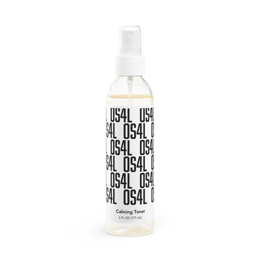 6oz clear PET bottle calming toner with white mist sprayer for sensitive acne-prone skin