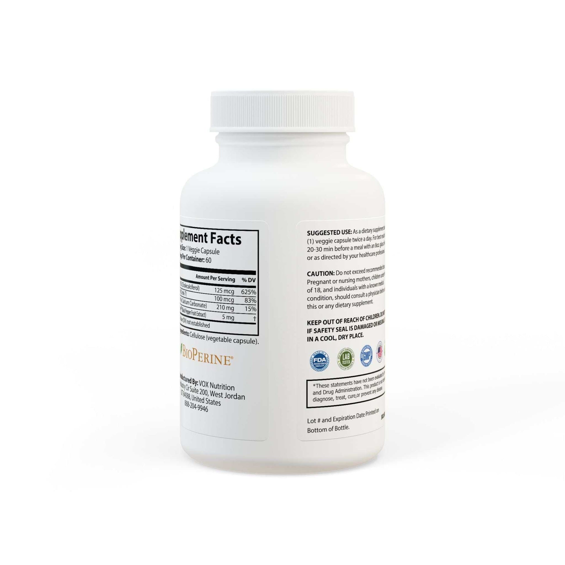 Vitamin K2 D3 Supplement Supports Bone Muscle Health in 60 Capsules...
