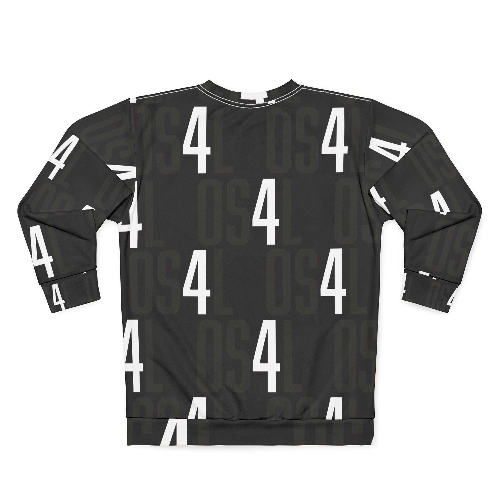 All 4's Pattern Sweatshirt — Bold Numeric Crewneck for Modern Style...