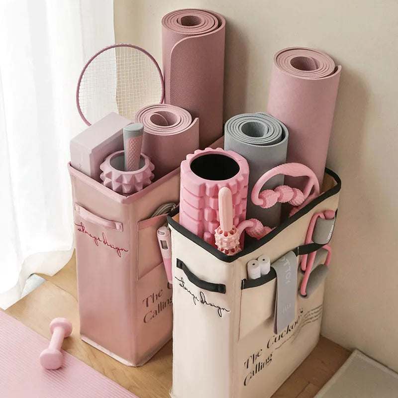 Home Yoga Mat Storage Bag Large Capacity Multi-Pocket Yoga Fitness Products Organizer Home Yoga Sports Equipment Storage Basket