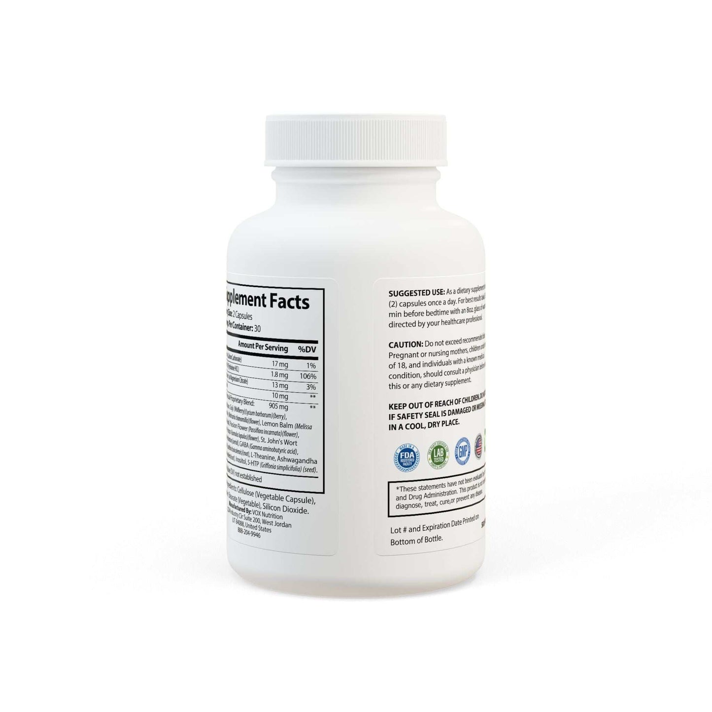 Sleep Supplement - Natural, Organic, Non-GMO, Vegan Friendly Capsules.