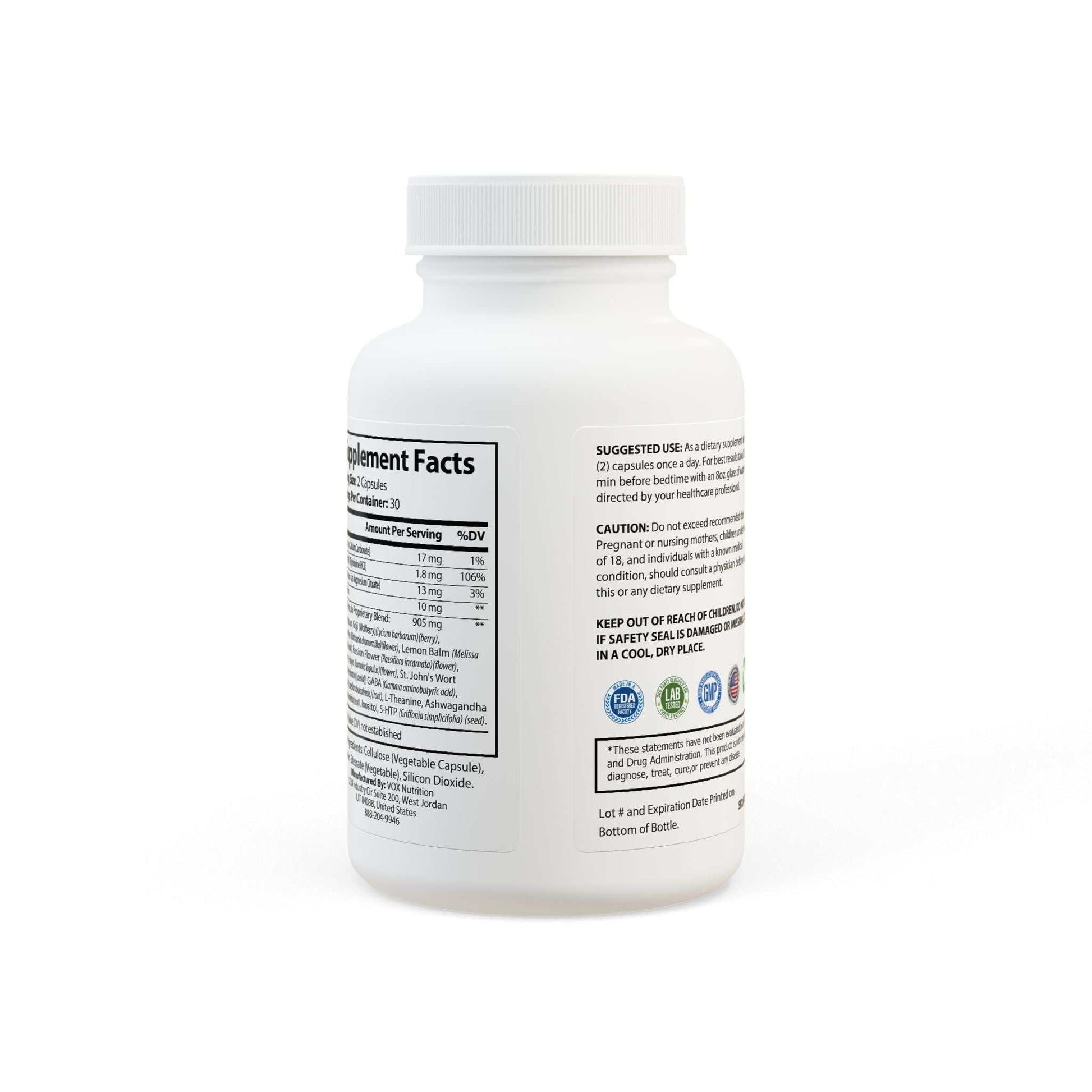 Sleep Supplement - Natural, Organic, Non-GMO, Vegan Friendly Capsules.