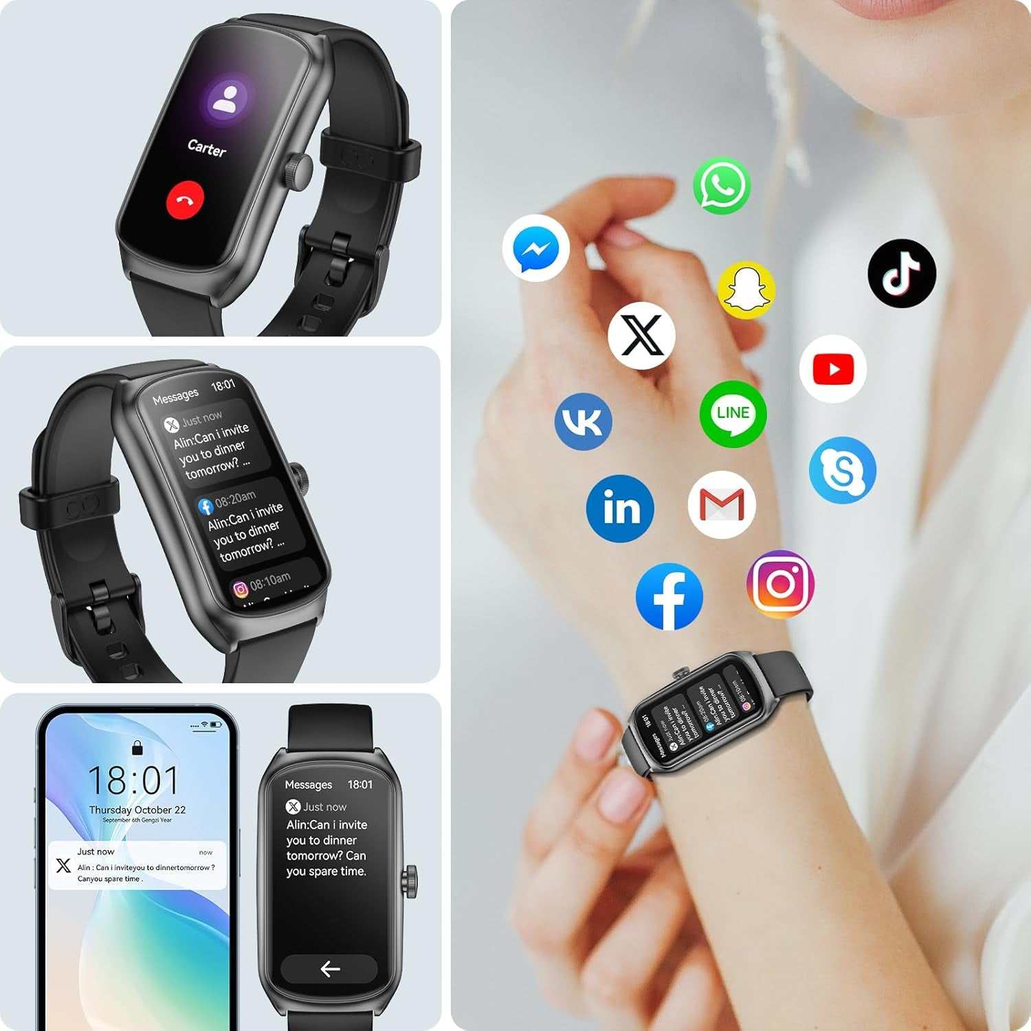 AMOLED Unisex Fitness Tracking Smartwatch with Heart Rate, Blood Oxygen and Sleep Monitoring, Waterproof Function, Pedometer, Swimming Health Activity Tracking