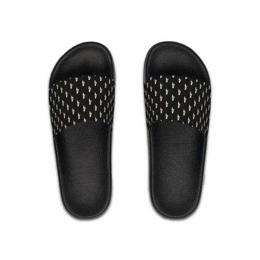 All 4's Mens Slides black lightweight PVC foam footbed with printed strap and embossed texture for non-slip grip