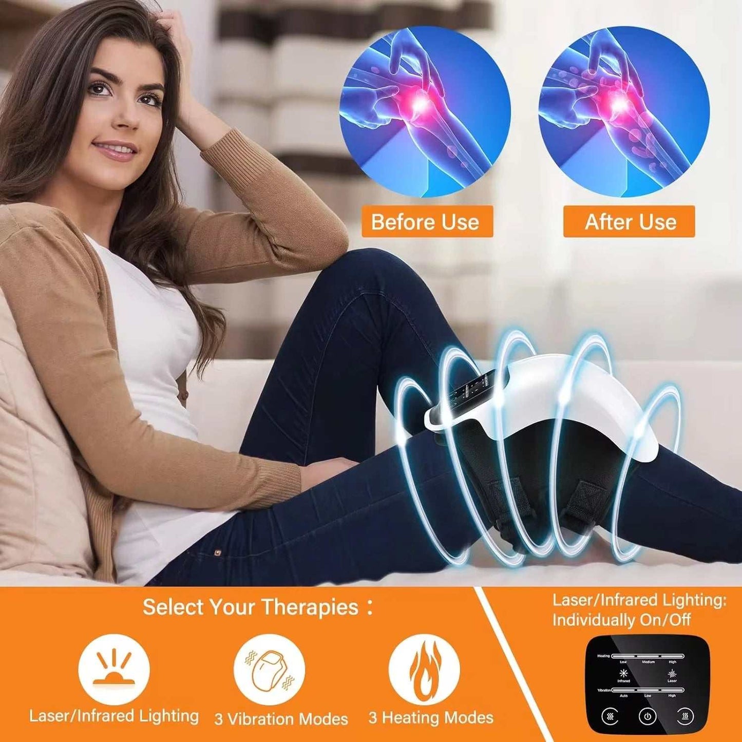 Smart Hot Compress Knee Massagers Relaxing Leg Joint Heating Vibration Massager Cordless Knee Pads Gift Mom and Dad