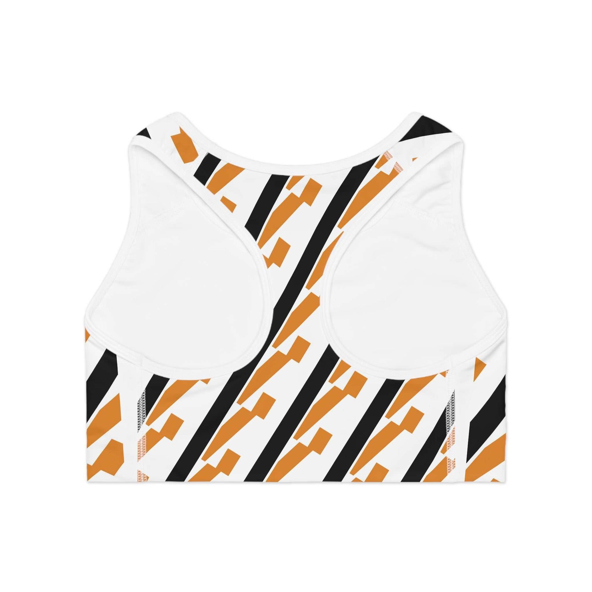 Geo Abstract Sports Bra - Bold Black & Amber Activewear for Support...