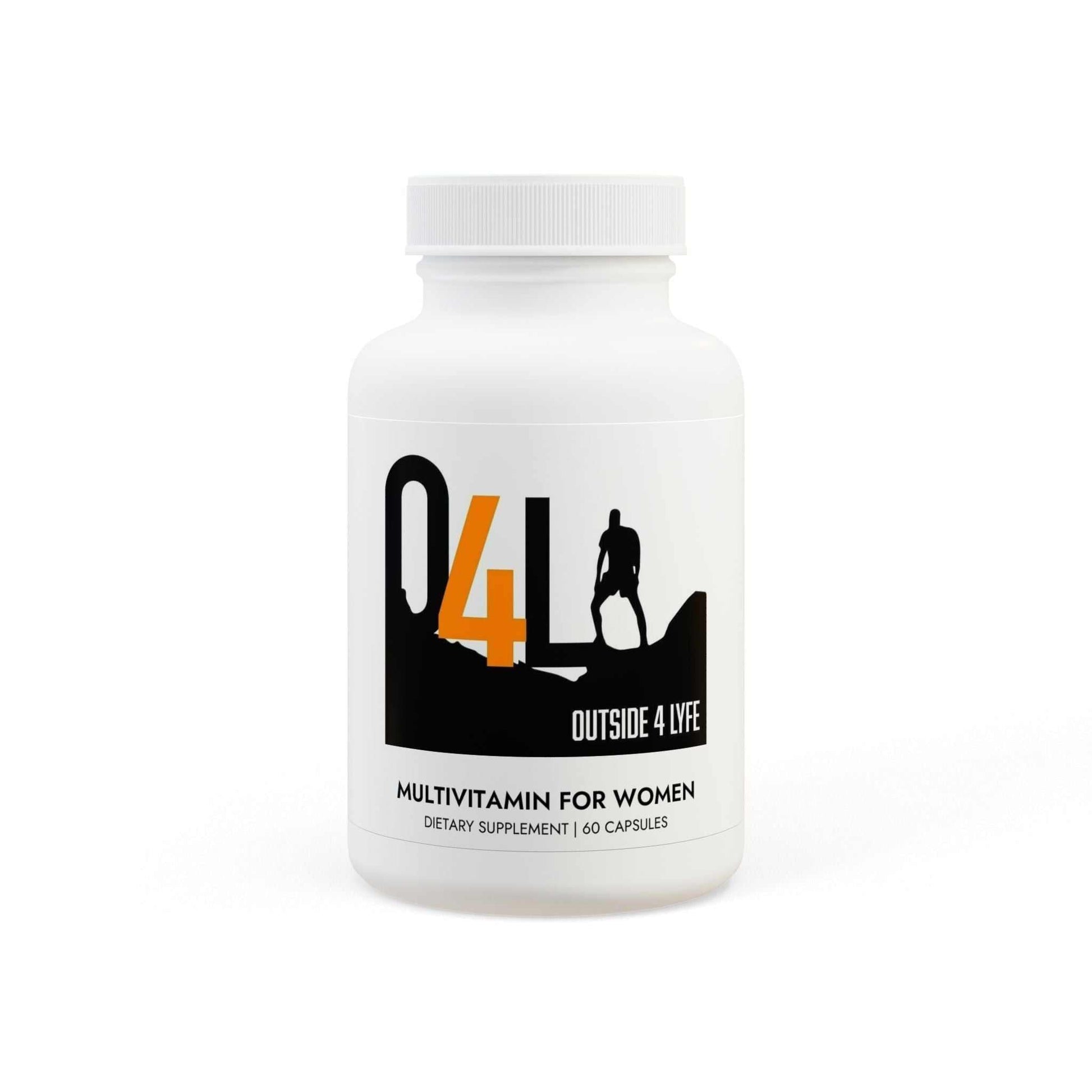Bottle of Multivitamin for Women dietary supplement with 60 capsules by Outside 4 Lyfe