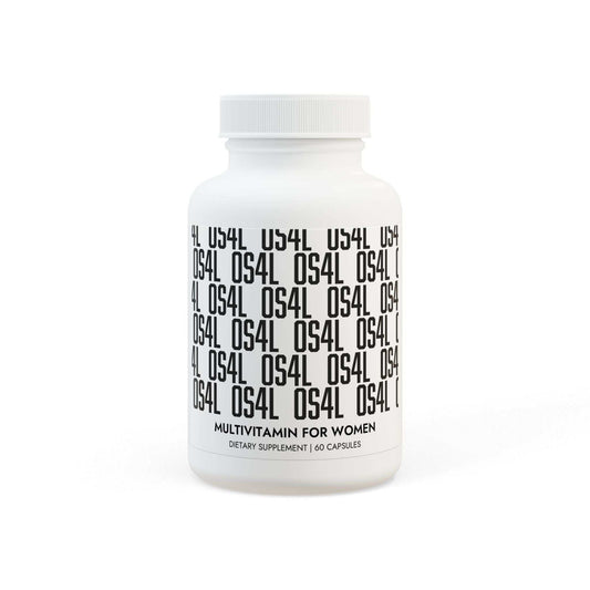 Bottle of Multivitamin for Women supplement capsules with natural ingredient label