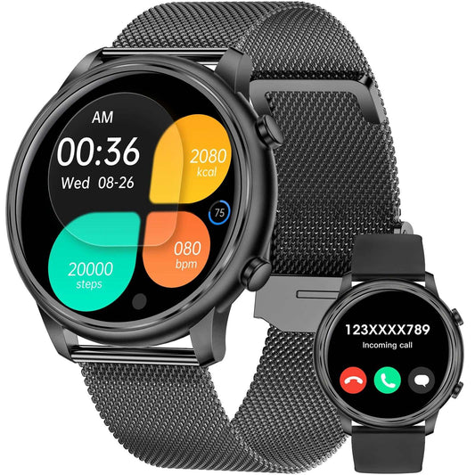 Men's smart watch with 1.39-inch HD screen, Bluetooth call, heart rate, sleep, blood oxygen monitoring, and sports modes.