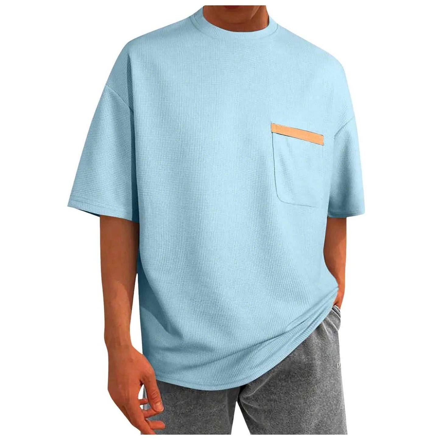 Men Baggy Pocket Plus Size Short Sleeved TShirt Comfortable Casual Fit