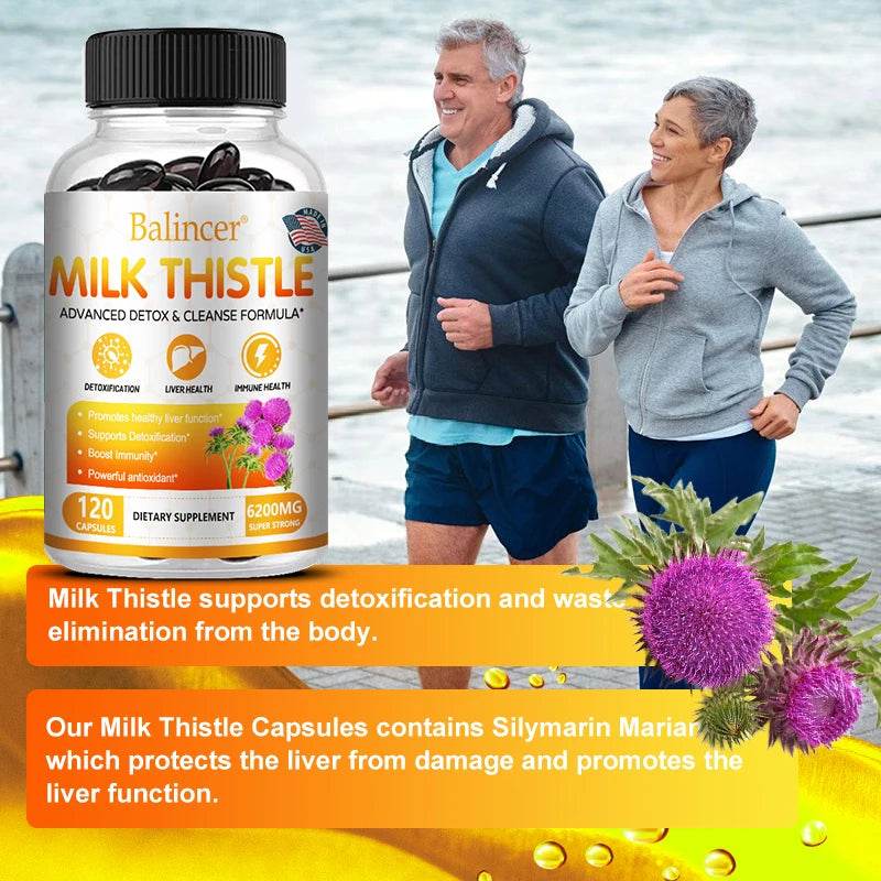 Milk Thistle Extract Supplement 6200Mg - Liver Health, Detoxification - Antioxidants, Non-Gmo, Gluten-Free