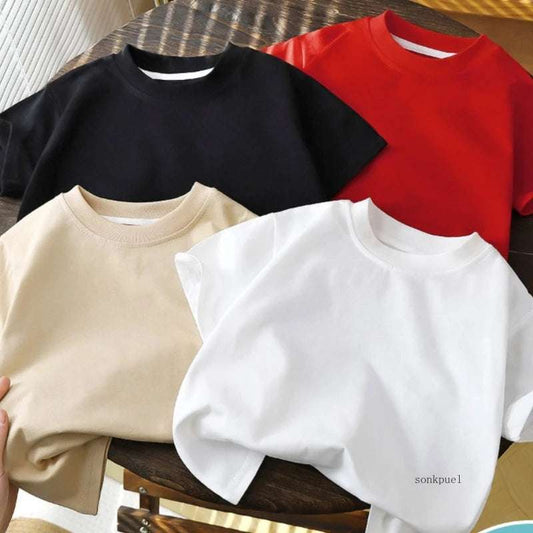 Children Cotton Short Sleeve White Red Black T-Shirt for Girls & Boys.
