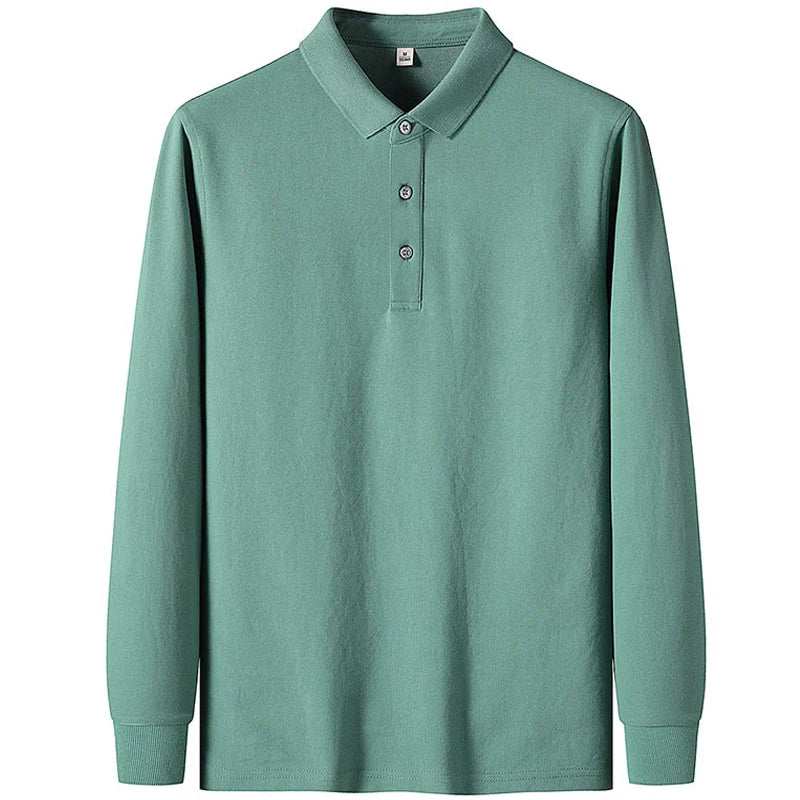 Polo Shirt Men Autumn New Men'S Long Sleeve Polo Shirt Solid Color High Quality Long Sleeve Mens Business Casual Polo Shirt 8891