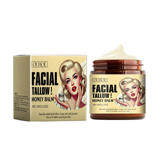 120g beef tallow lasting moisturizing face cream and body lotion with honey balm for hydrating, firming, and repairing dry skin
