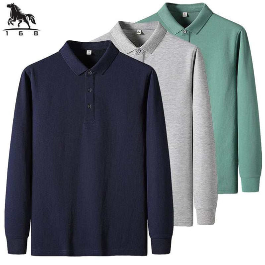 Polo Shirt Men Autumn New Men'S Long Sleeve Polo Shirt Solid Color High Quality Long Sleeve Mens Business Casual Polo Shirt 8891