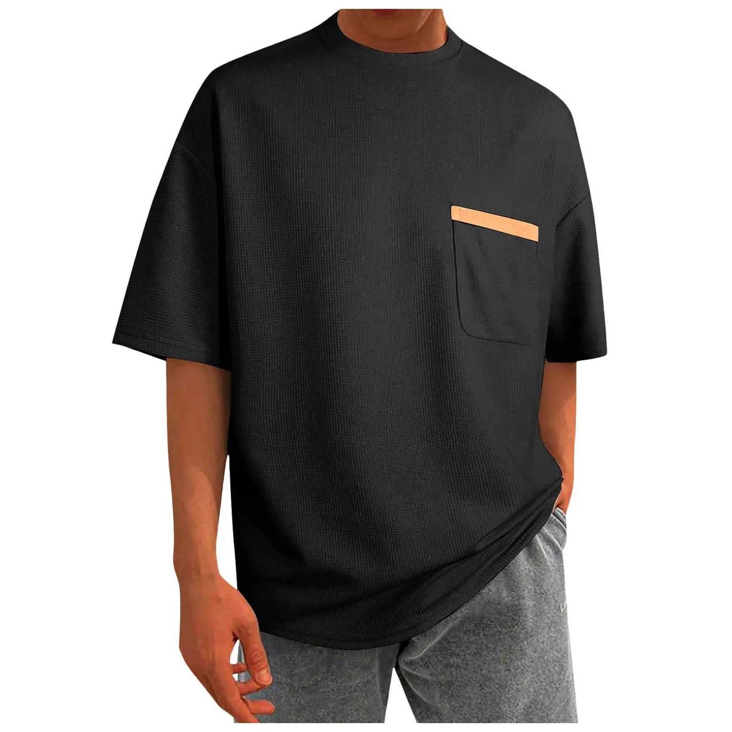 Men Baggy Pocket Plus Size Short Sleeved TShirt Comfortable Casual Fit