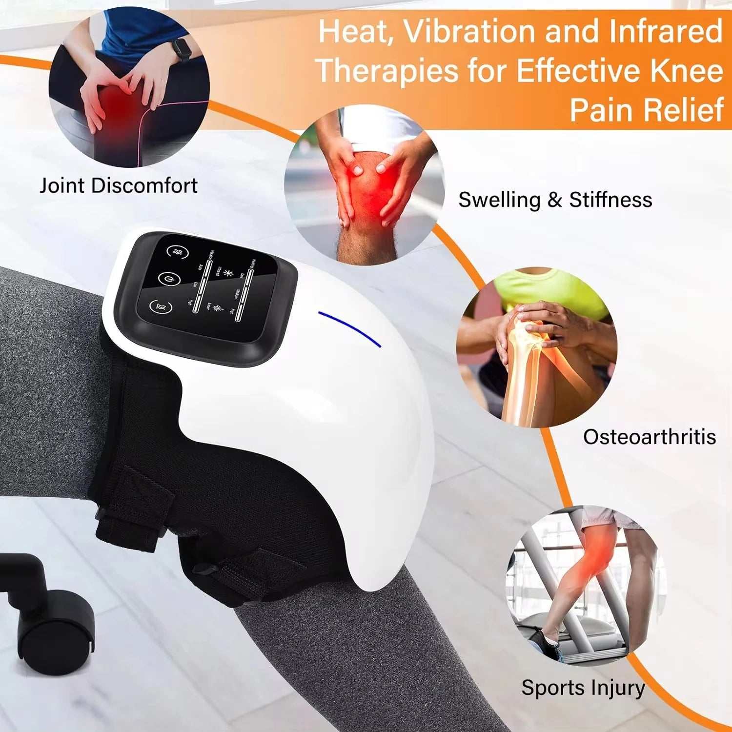 Smart Hot Compress Knee Massagers Relaxing Leg Joint Heating Vibration Massager Cordless Knee Pads Gift Mom and Dad